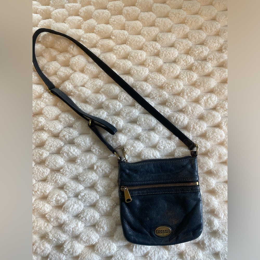 Fossil Black Leather Crossbody Bag